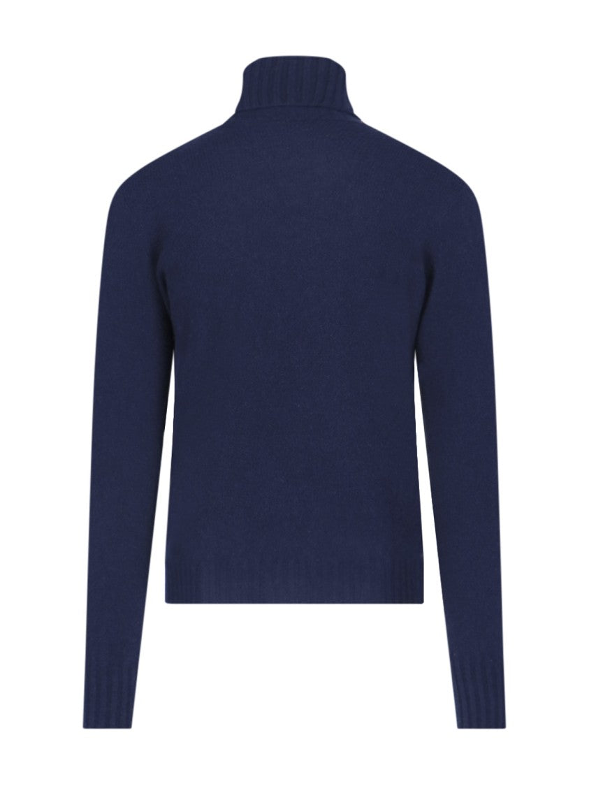 Drumohr Turtleneck Sweater In Blue Cashmere Navy Tone