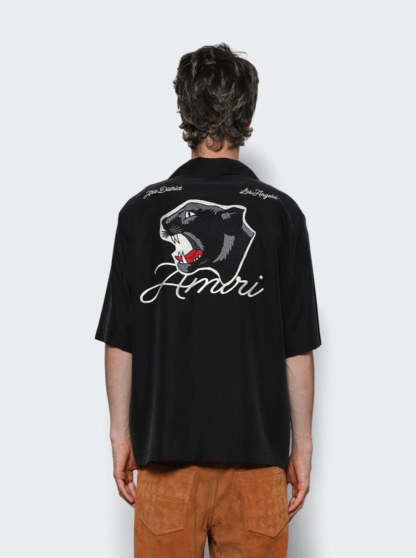 Amiri Panther Bowling Shirt Black