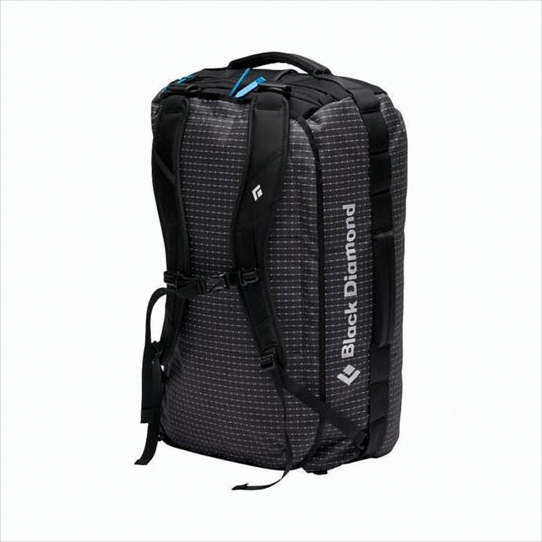 Black Diamond Rectangular Black Backpack With Dark Grid Pattern And Blue Lining