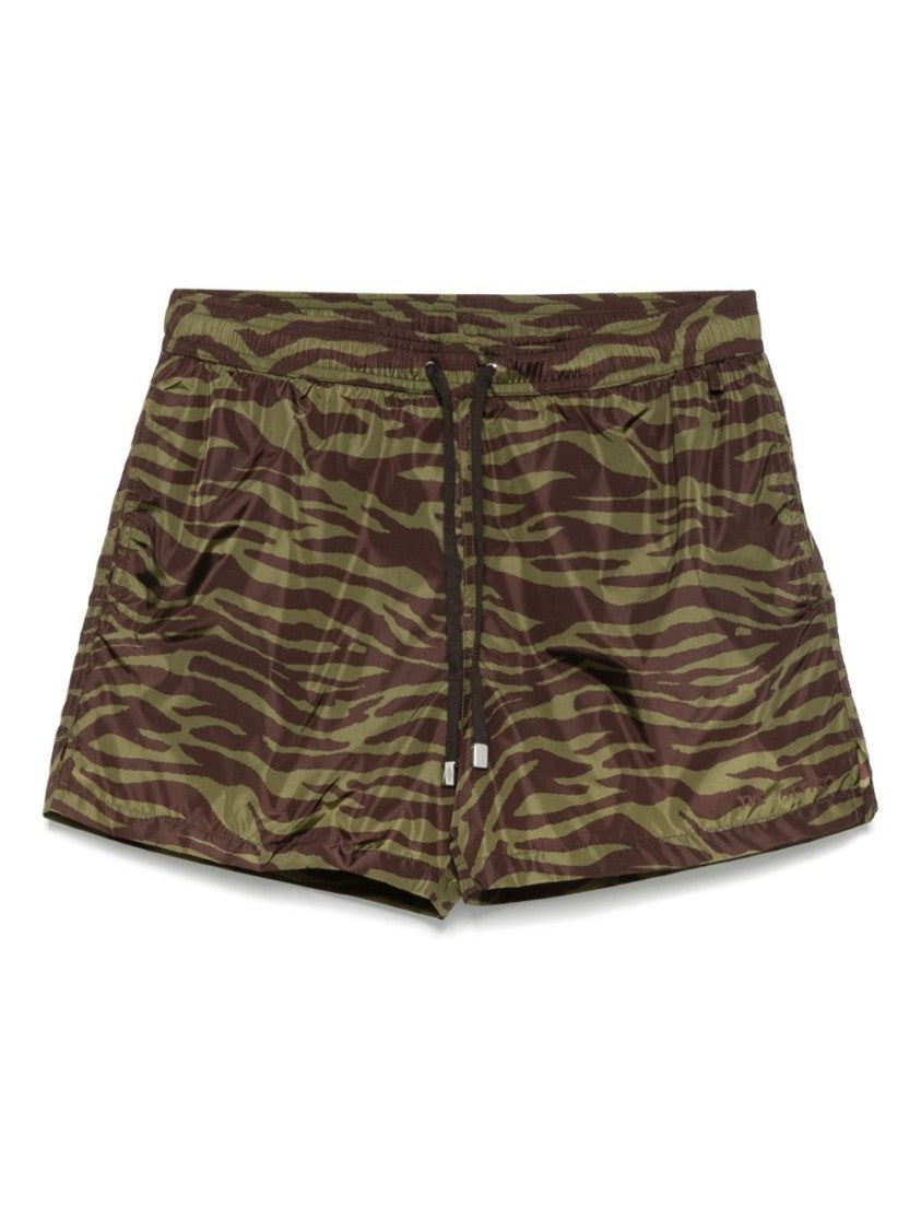 The Attico Bermuda Shorts With Bold Tiger Stripe