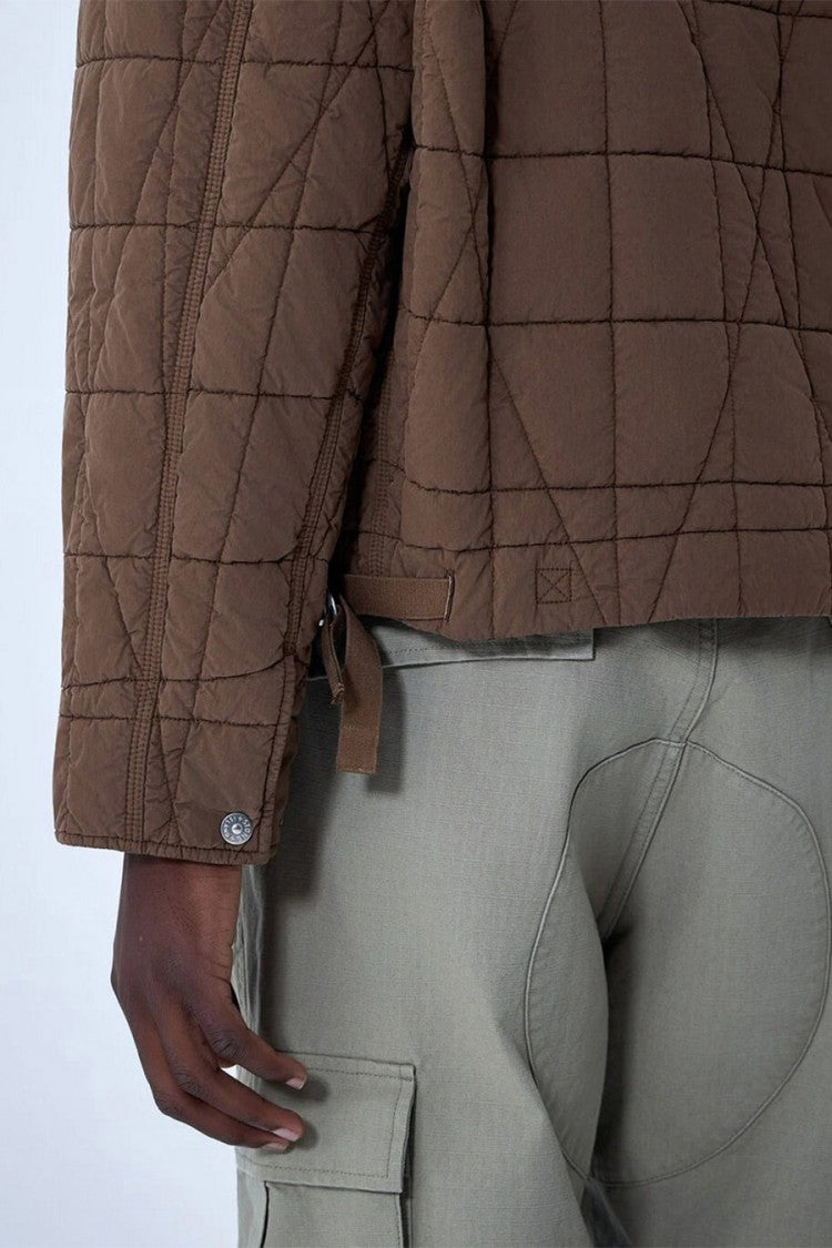 Stone Island Brown Quilted Hooded Cotton-Blend Jacket
