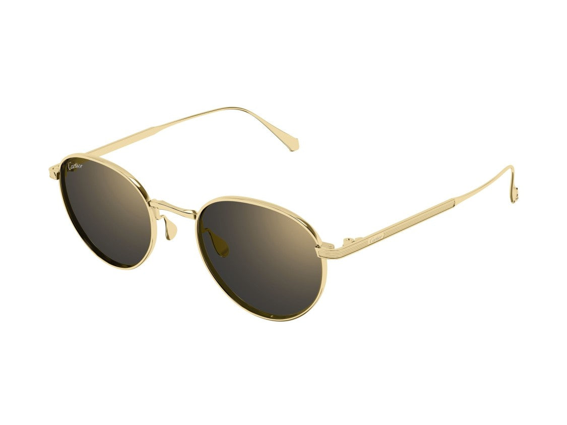 Cartier Gold Ct0626s Titanium Round Sunglasses
