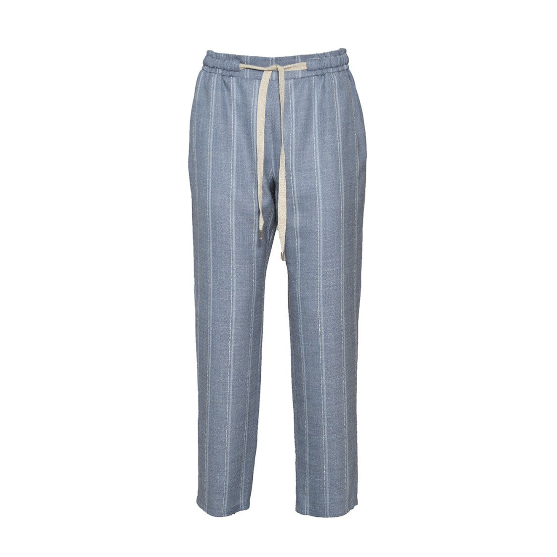 Barba Joke Straight Trousers In Light Blue Linen