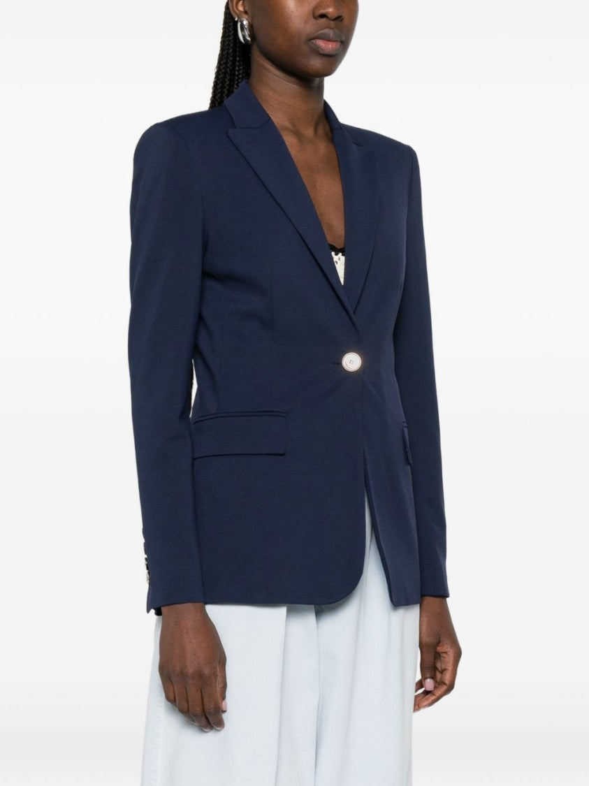 Pinko Blue Flap Pocket Single-Breasted Blazer