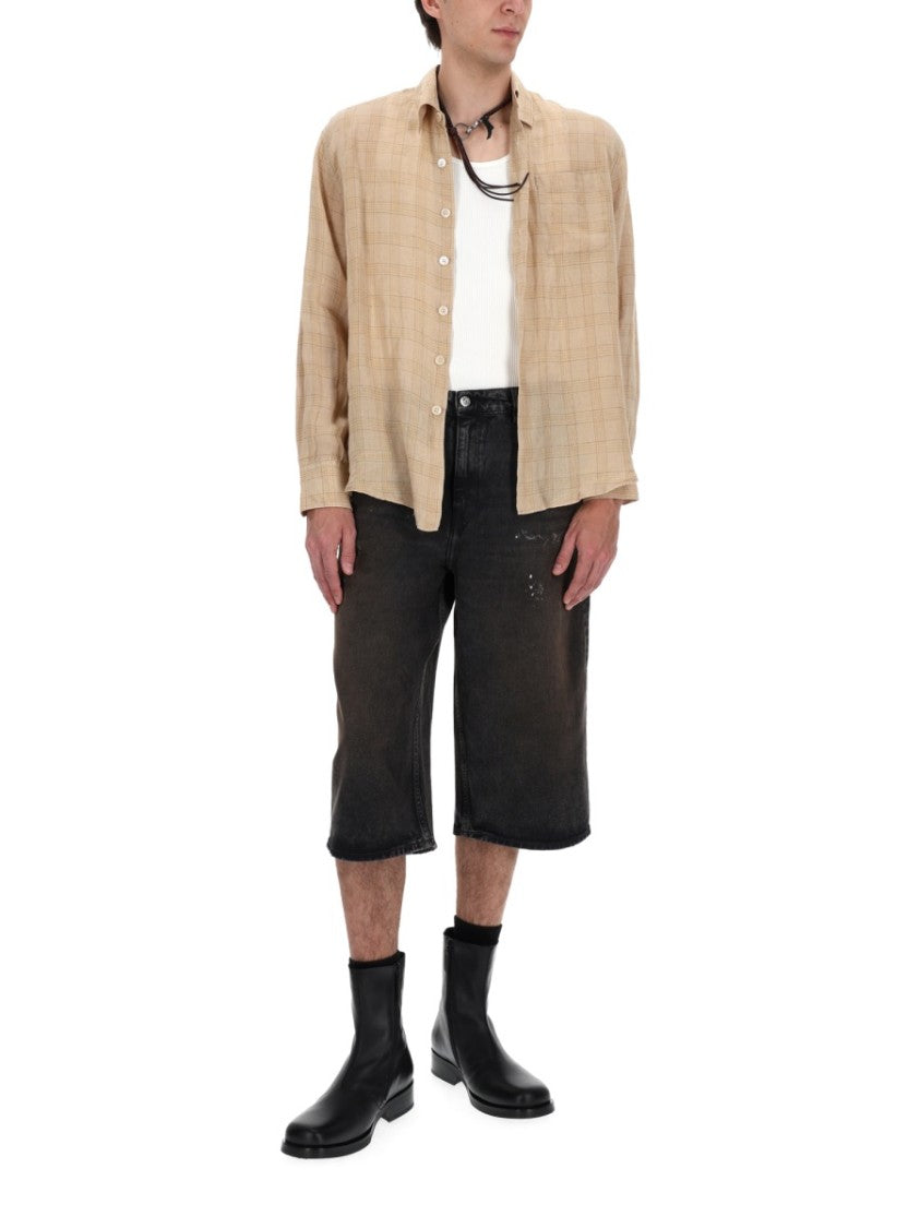 Our Legacy Neutrals Checkered Single Pocket Linen Shirt