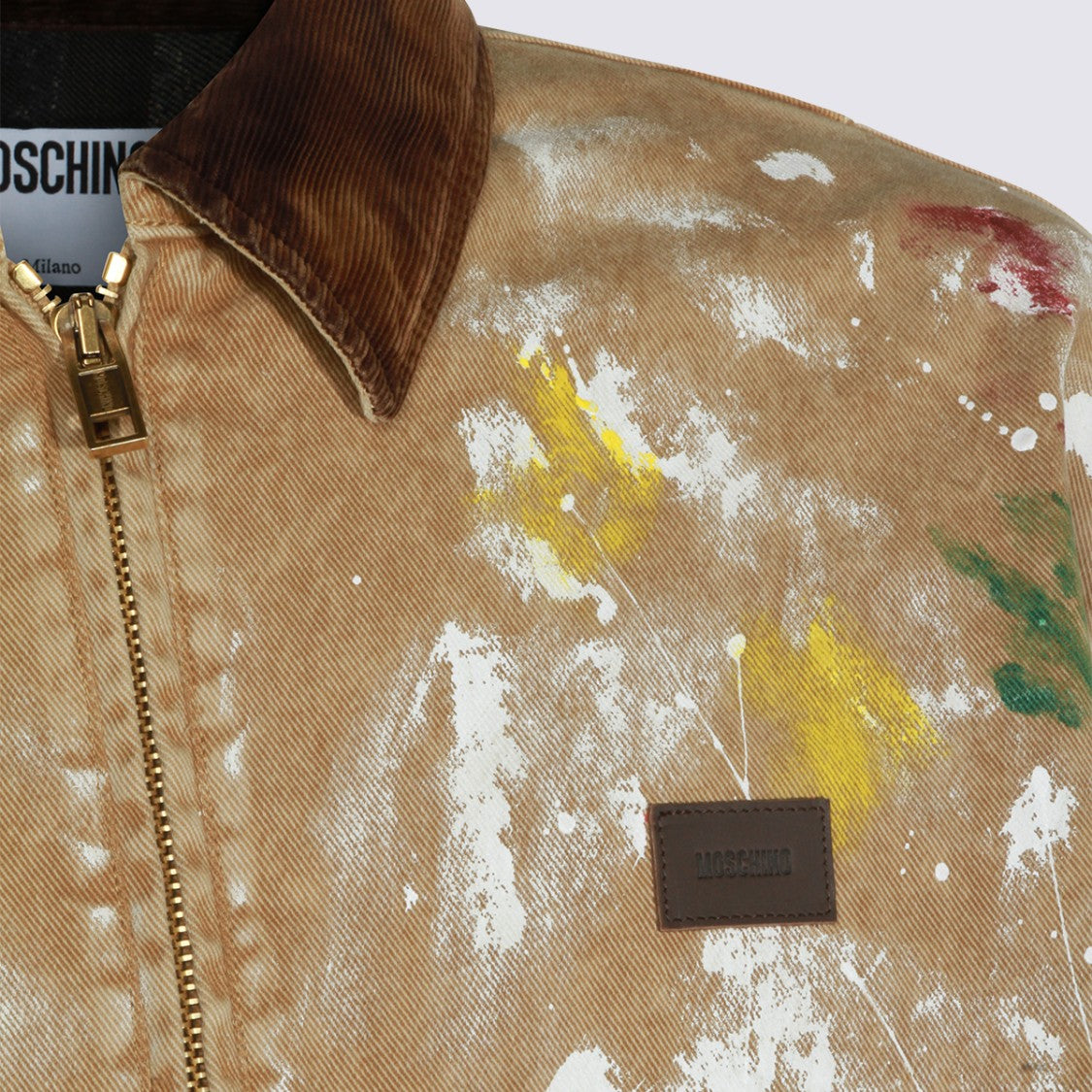 Moschino Artistic Light Brown Jacket With Contrasting Corduroy Collar