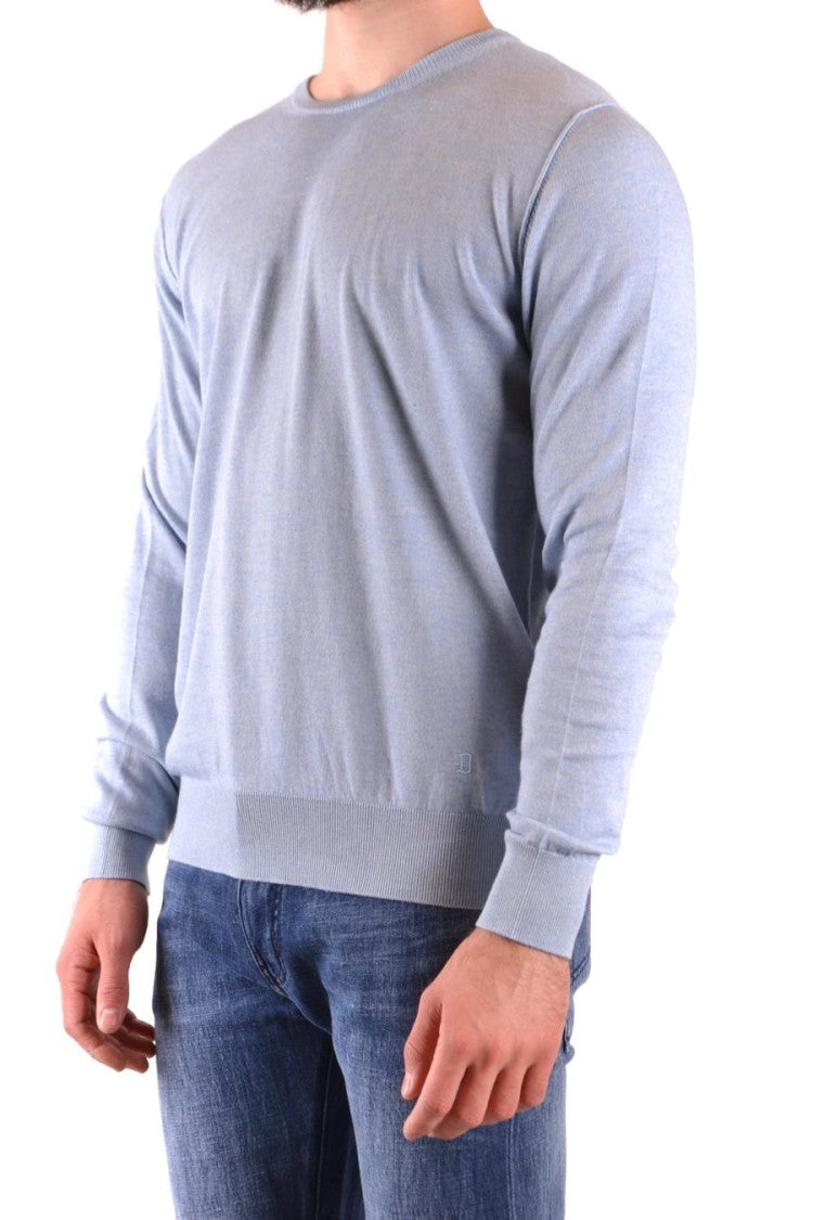 Dondup Fine-Knit Light Blue Sweater With Crew Neckline