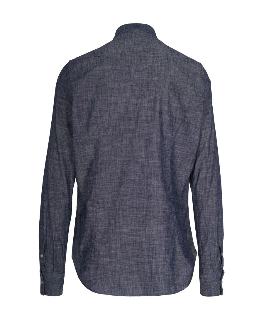 Eleventy Textured Cotton Shirt With Pearl-Like Buttons