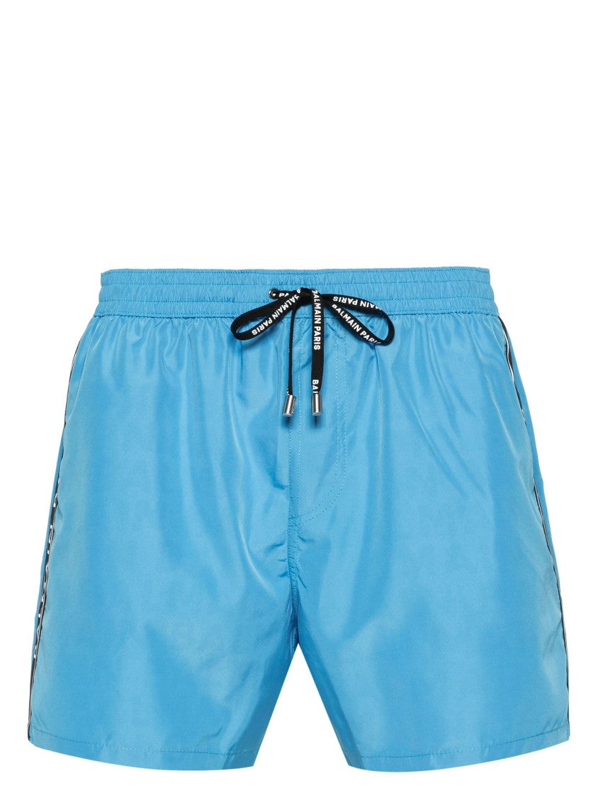 Balmain Logo-Print Swim Shorts