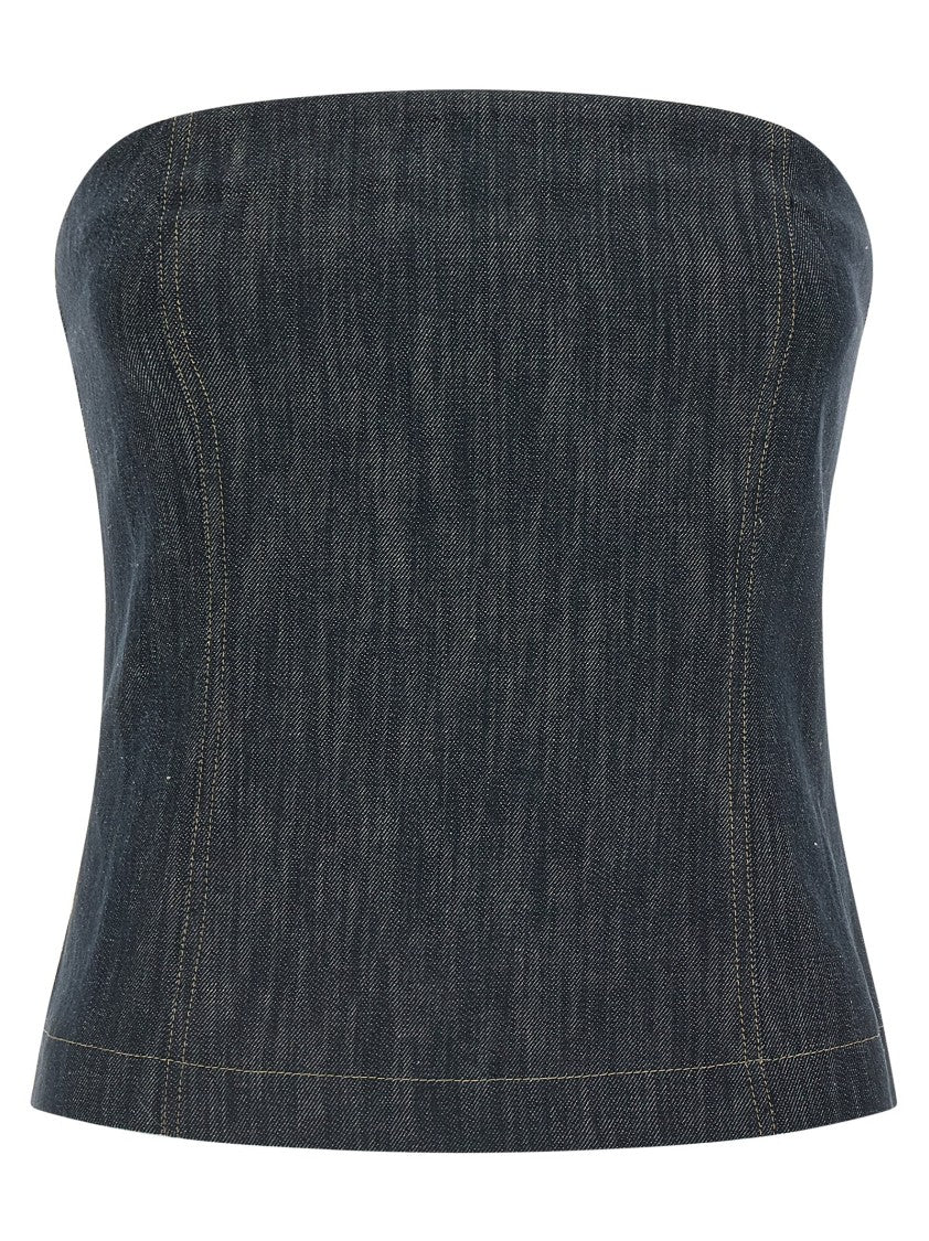 Brunello Cucinelli Sleeveless Cotton Denim Top