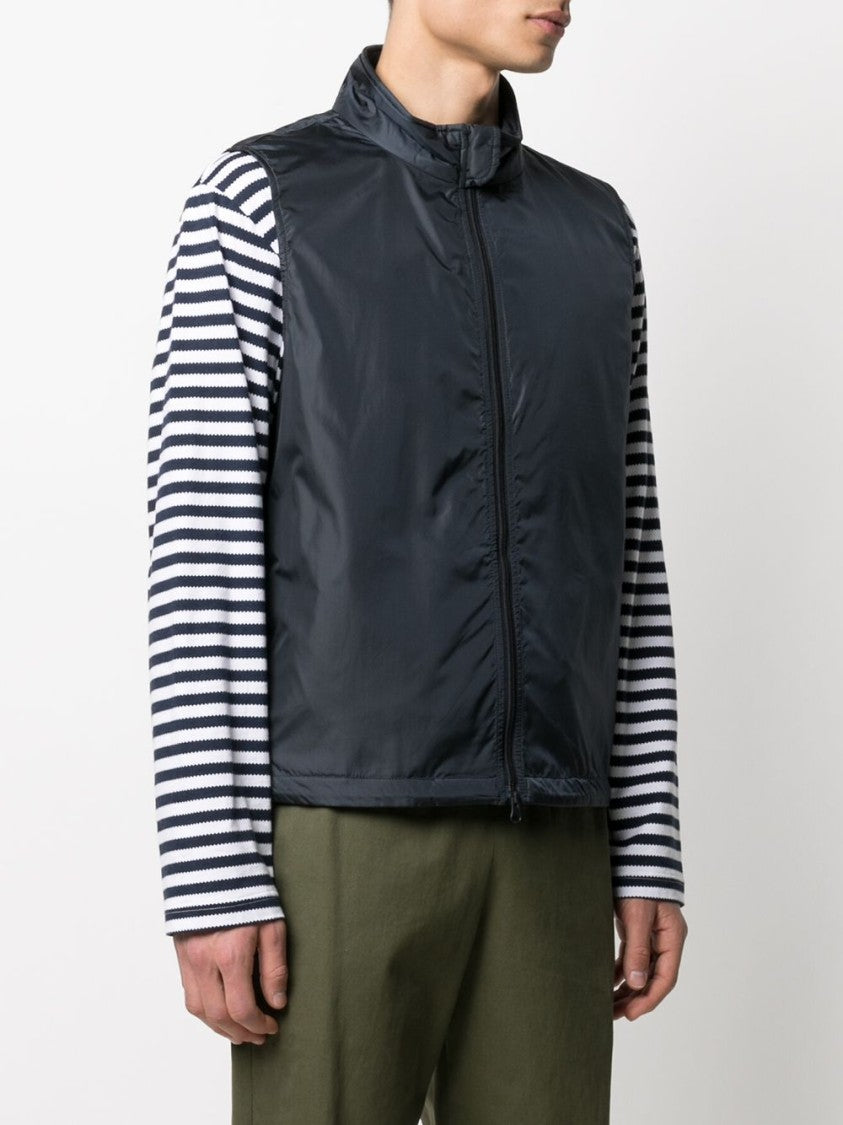 Aspesi Sleeveless Black Polyamide Jacket With Stand Collar