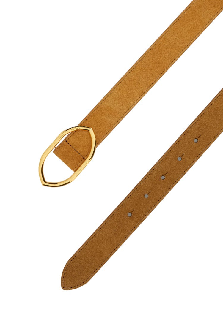 Jacquemus Belt With Gold-Tone Geometric Buckle And Suede Calfskin Finish