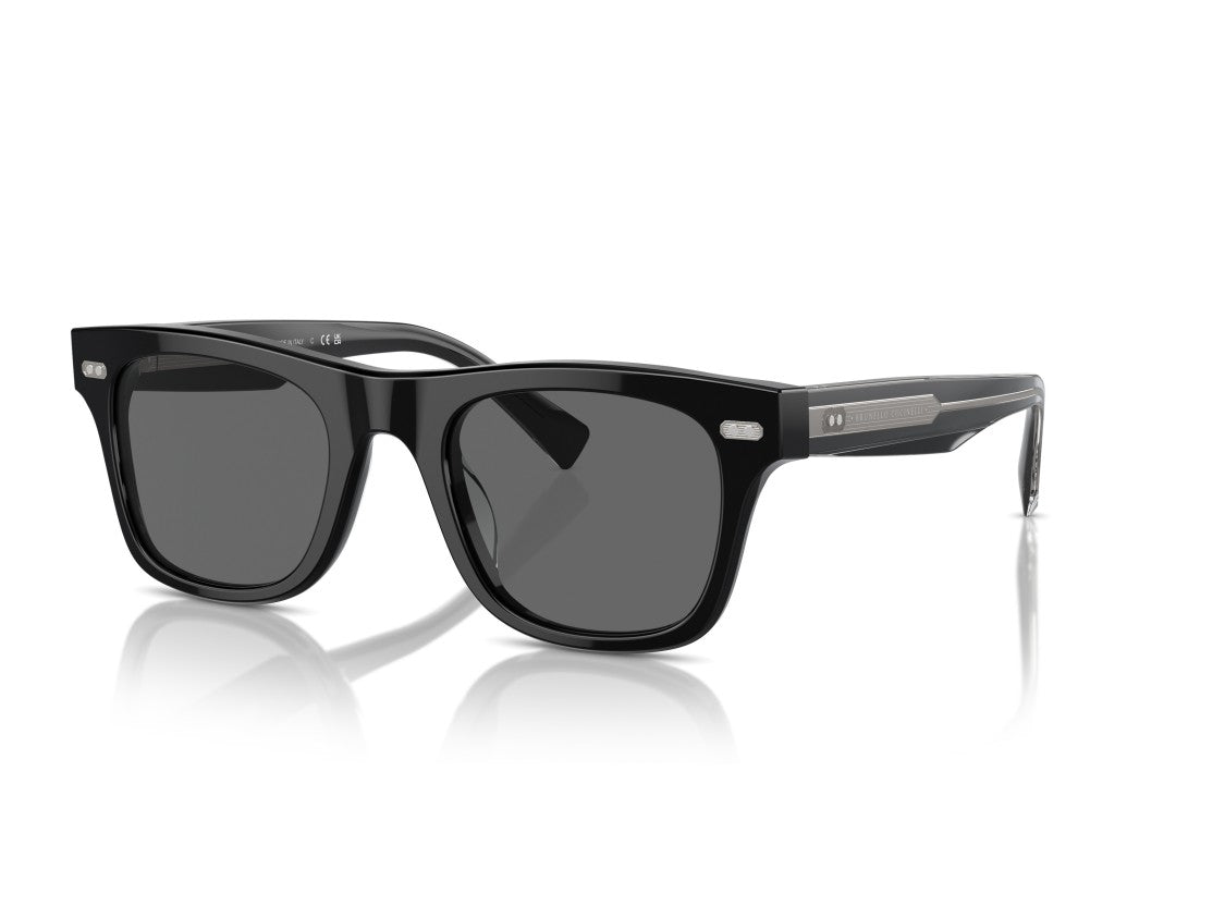Brunello Cucinelli Black 0Bc4002s Metallic Accent Square Sunglasses