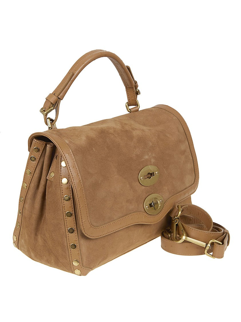 Zanellato Structured Suede Leather Handbag With Cactus Trim