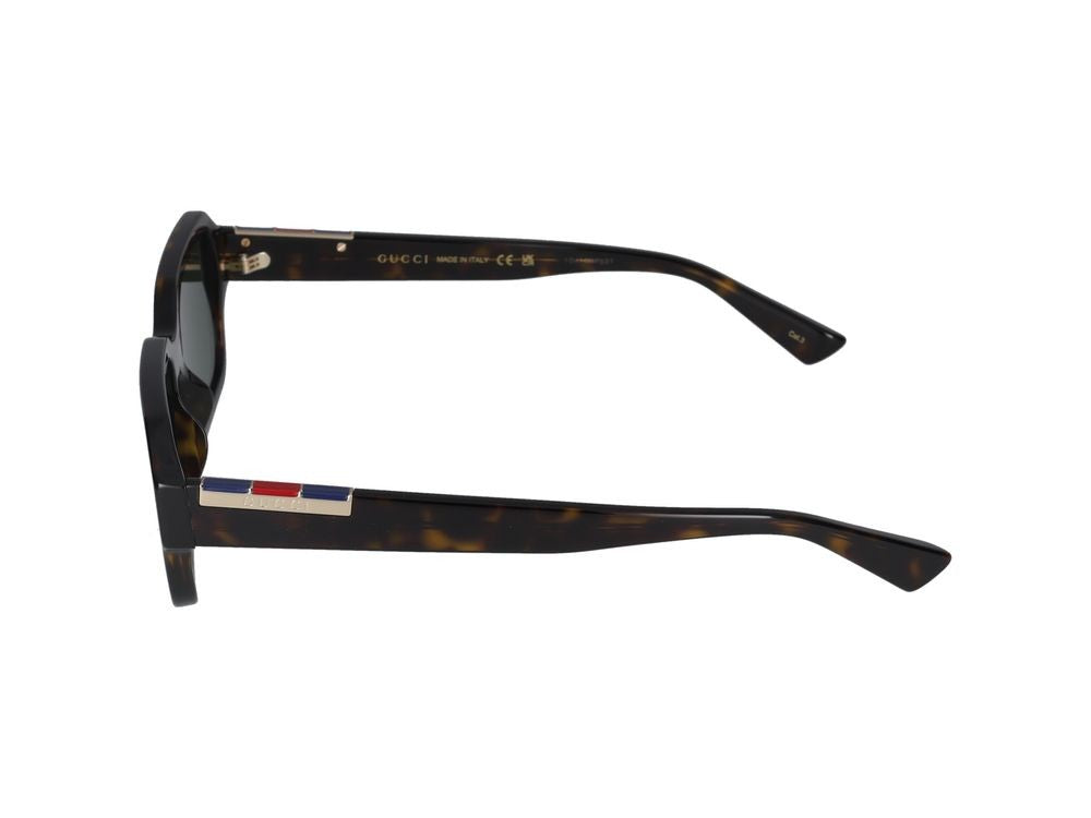 Gucci Havana Tortoiseshell Finish Bold Square Sunglasses