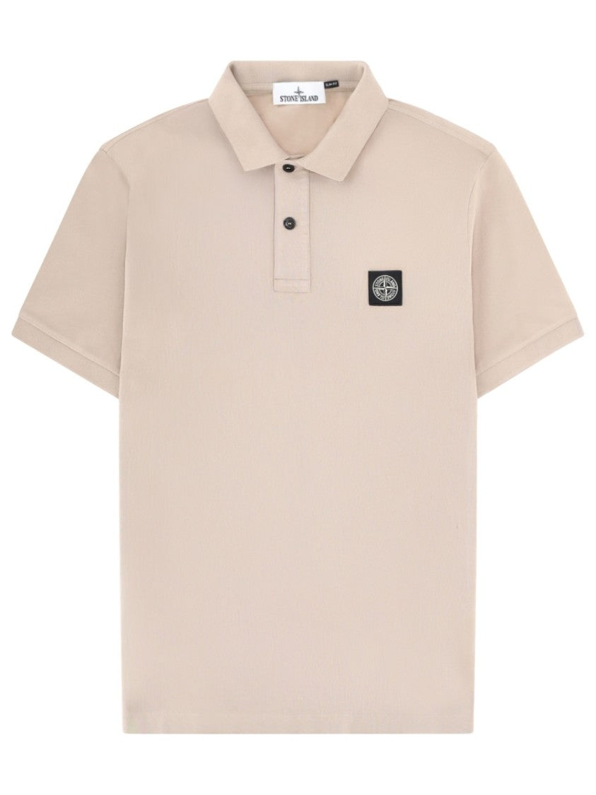 Stone Island Patch Logo Cotton Stretch Polo Shirt