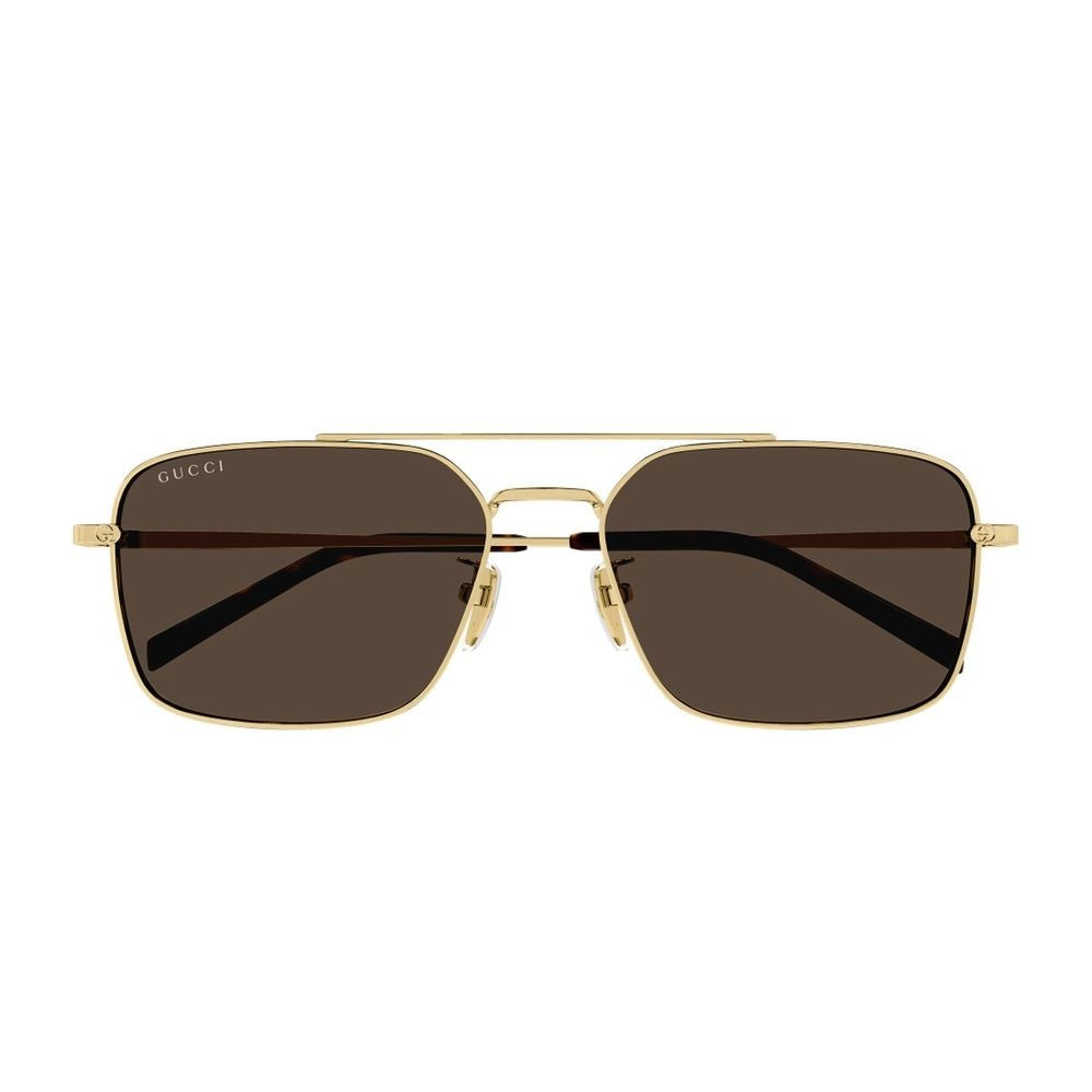 Gucci Gg1957sa Institutional Logo Line Caravan-Shaped Gold Metal Sunglasses