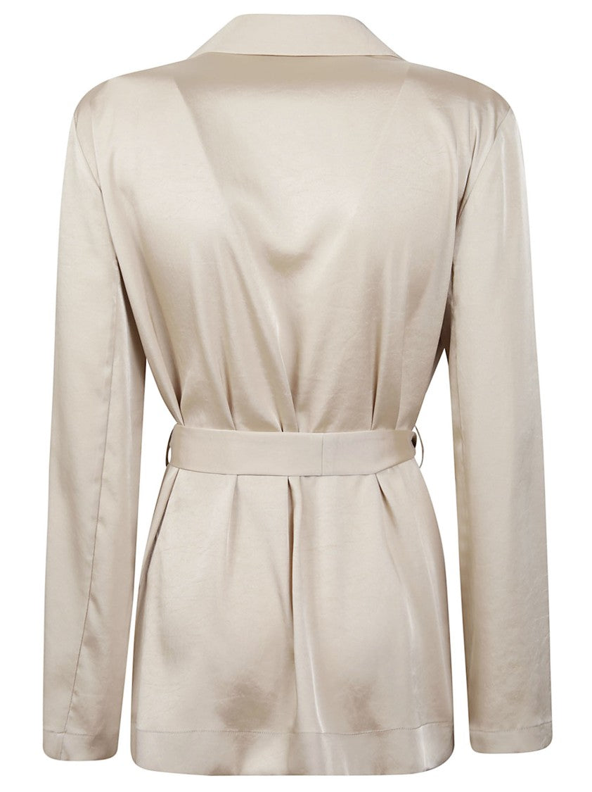 P.A.R.O.S.H. Paky Satin Finish Belted Blazer