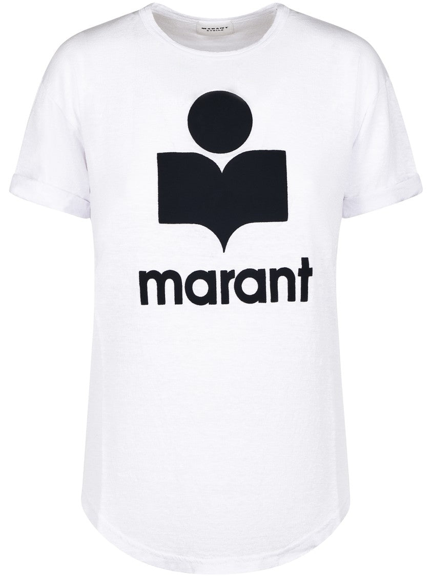 Isabel Marant Étoile Relaxed-Fit White T-Shirt With Graphic Logo