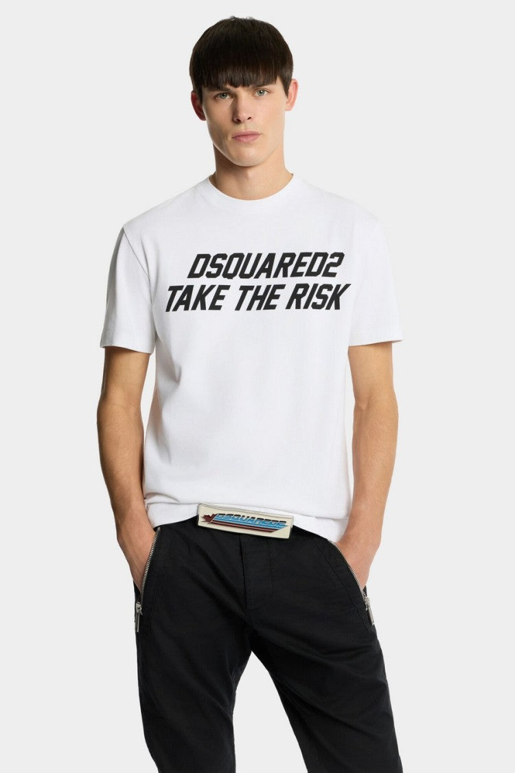Dsquared2 White Cotton Graphic Print T-Shirt