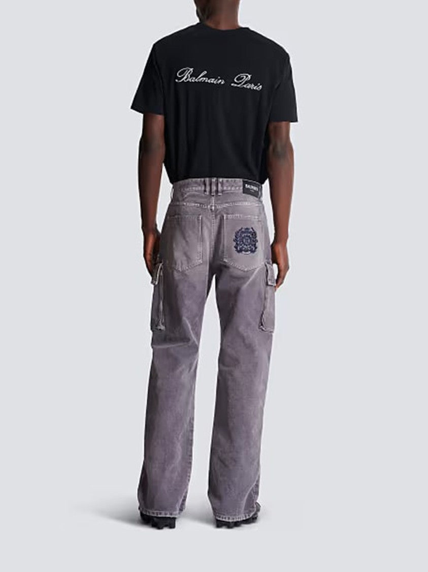Balmain Faded Grey Large Jeans Cargo Jeans