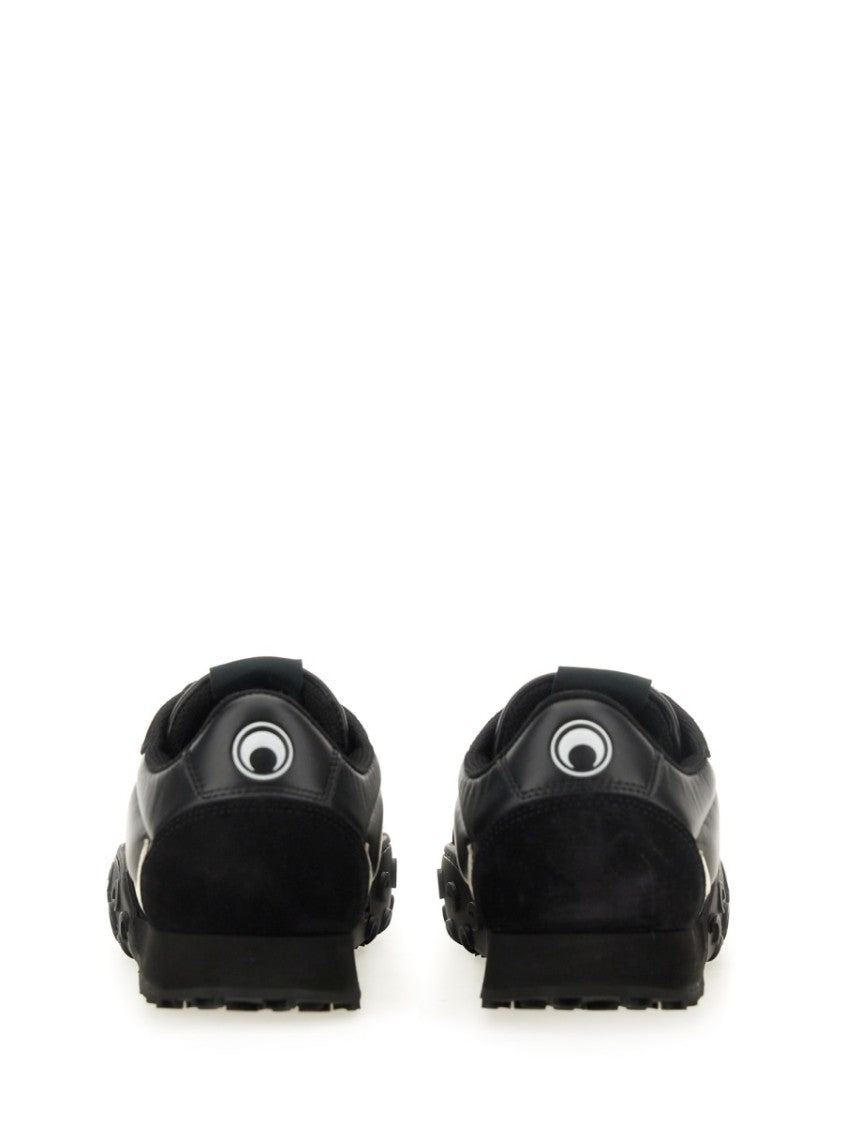 Marine Serre Sporty Black Sneakers With Leather And Suede Accents