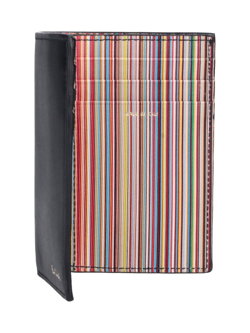 Paul Smith Black Signature Stripe Leather Wallet