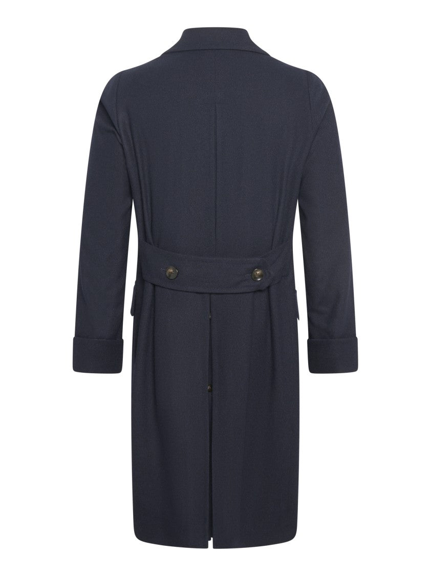 Franzese Collection Double-Breasted Navy Wool Coat