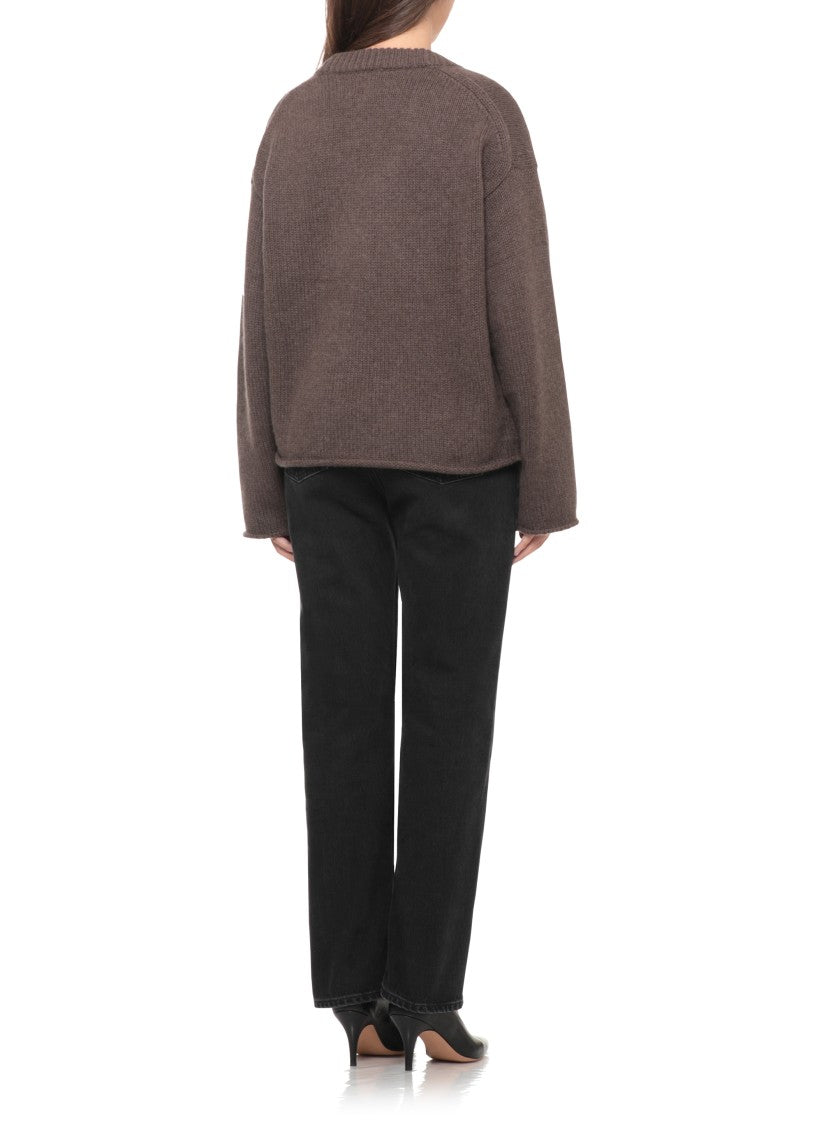Loulou De Saison Brown Ribbed Relaxed Fit Seamless Cashmere Sweater
