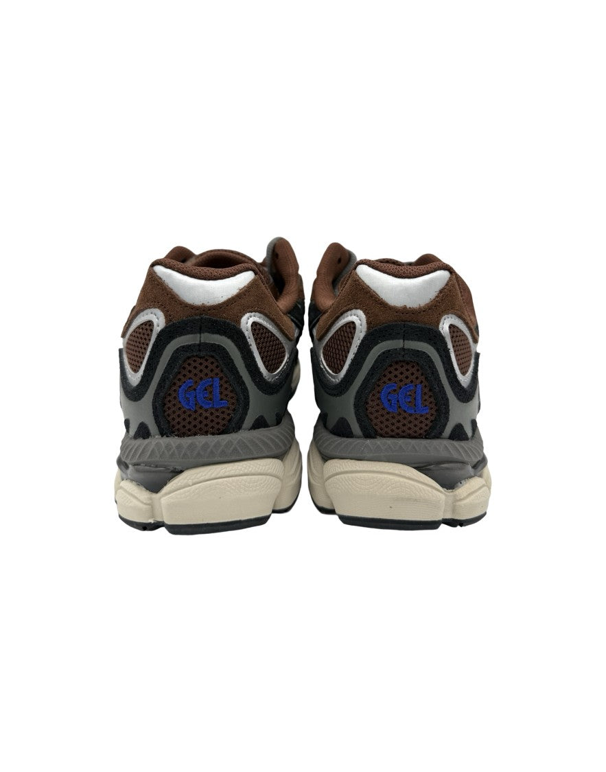 Asics Layered Brown Mesh Sneakers With Beige Sole