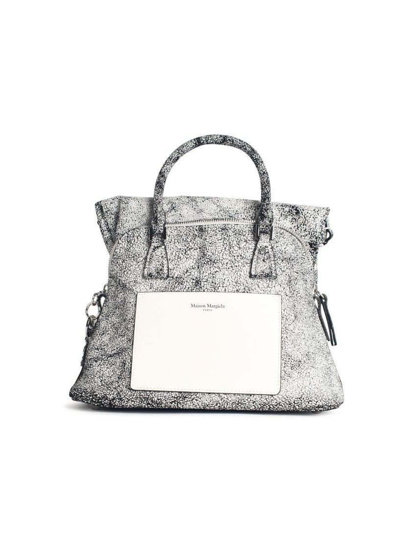 Maison Margiela '5Ac' Black And White Cracked Leather Bag