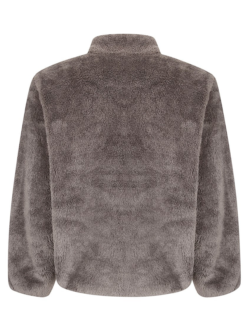 Hiking Patrol Plush Fleece Jacket With High Collar And Kangaroo Pocket