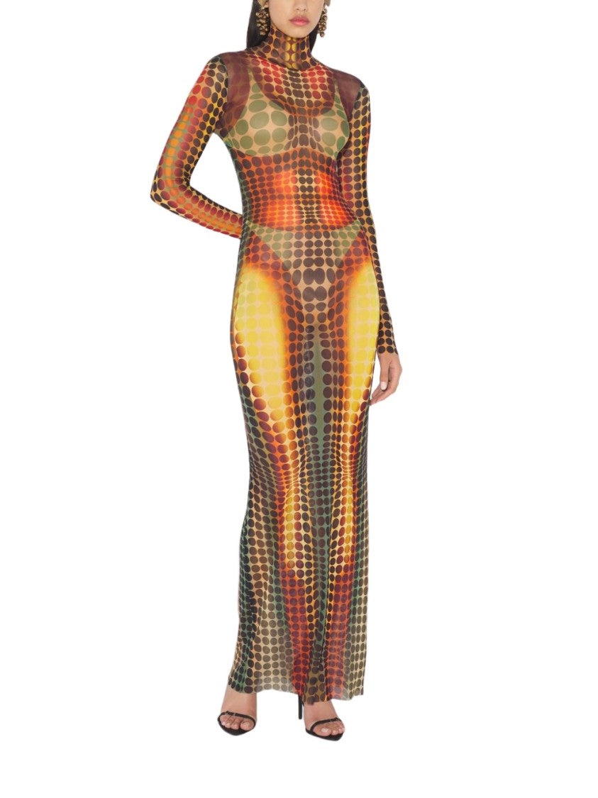 Jean Paul Gaultier Multicolour Silk And Nylon Midi Dress