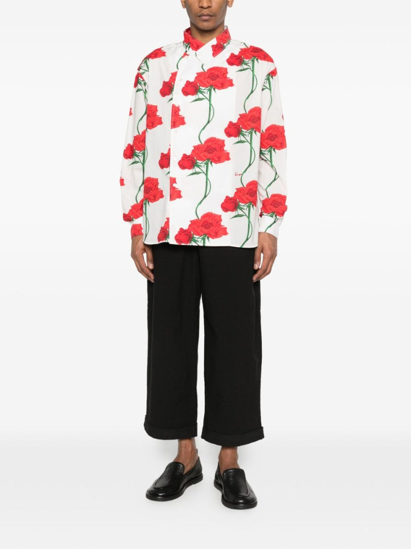 Kenzo Beige Silk And Nylon Camp Shirt