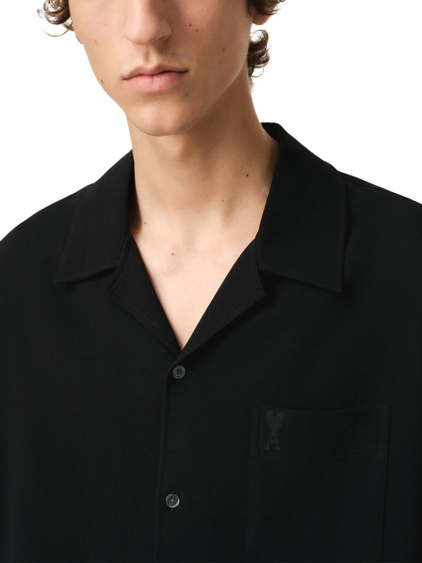 Ami Short-Sleeved Black Shirt With Classic Collar