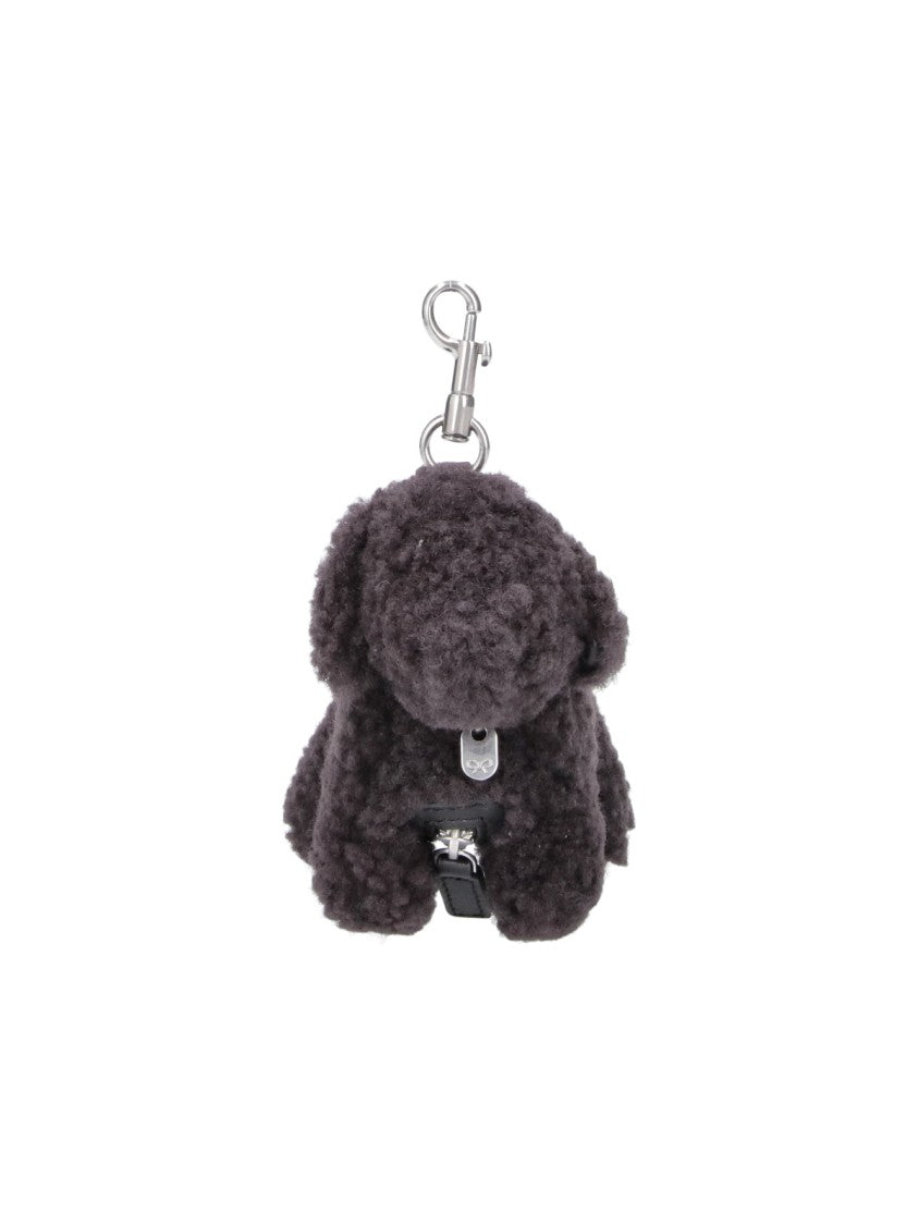 Anya Hindmarch Plush Dog Keychain With Textured Finish