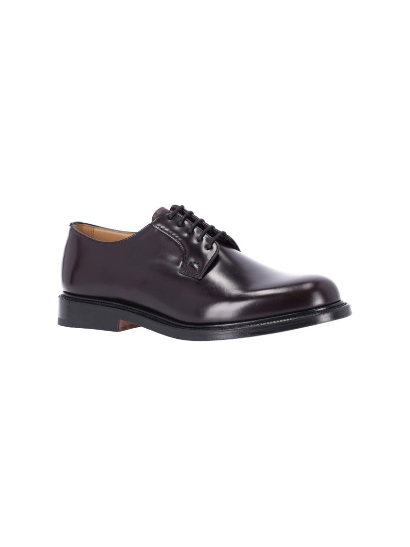 Church's Burgundy Calf Leather Derby Shoes With Lace-Up Closure