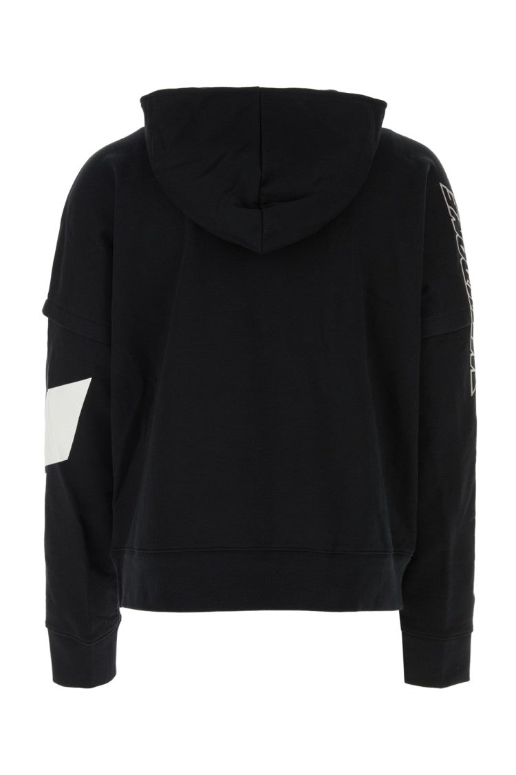 We11 Done Cropped Black Hoodie With Graphic Prints