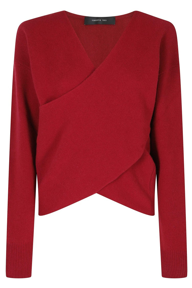 Federica Tosi Ruby Cross-Over V-Neck Wool-Blend Sweater