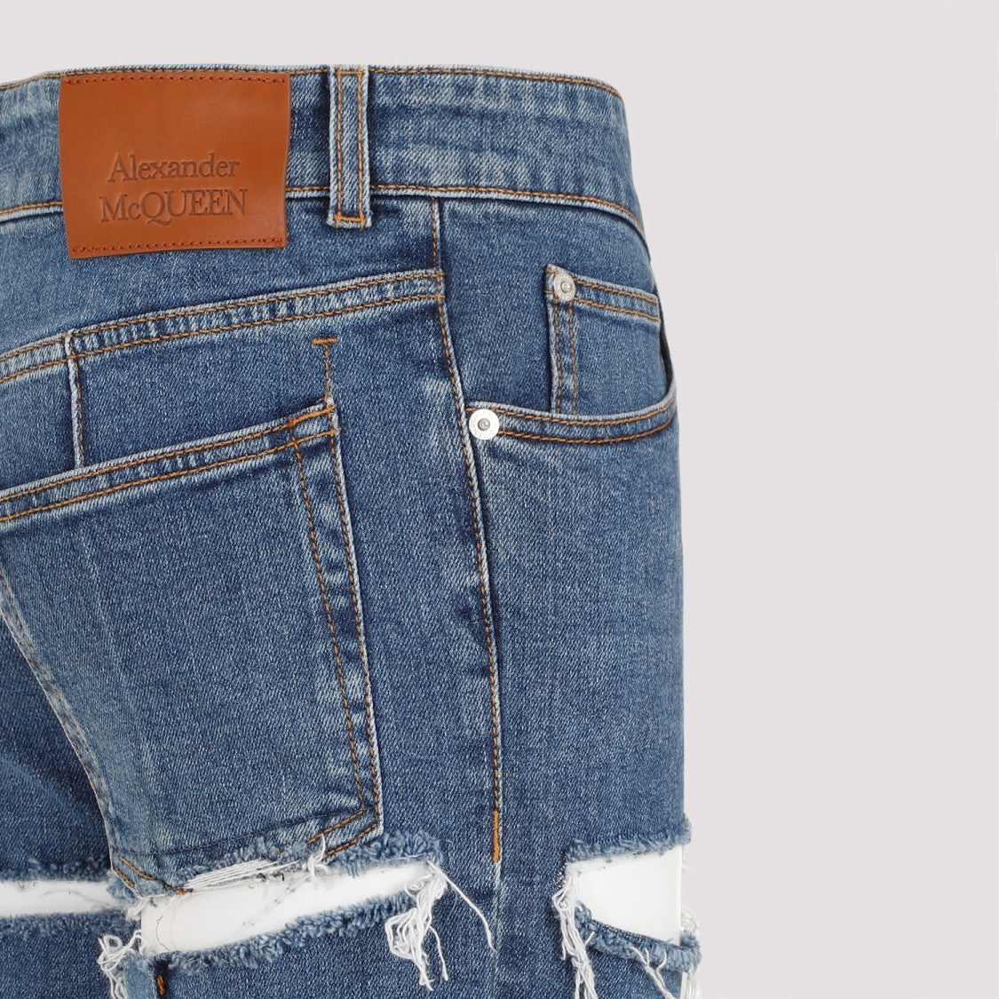 Alexander Mcqueen Denim Blue Stone Wash Cotton Pants