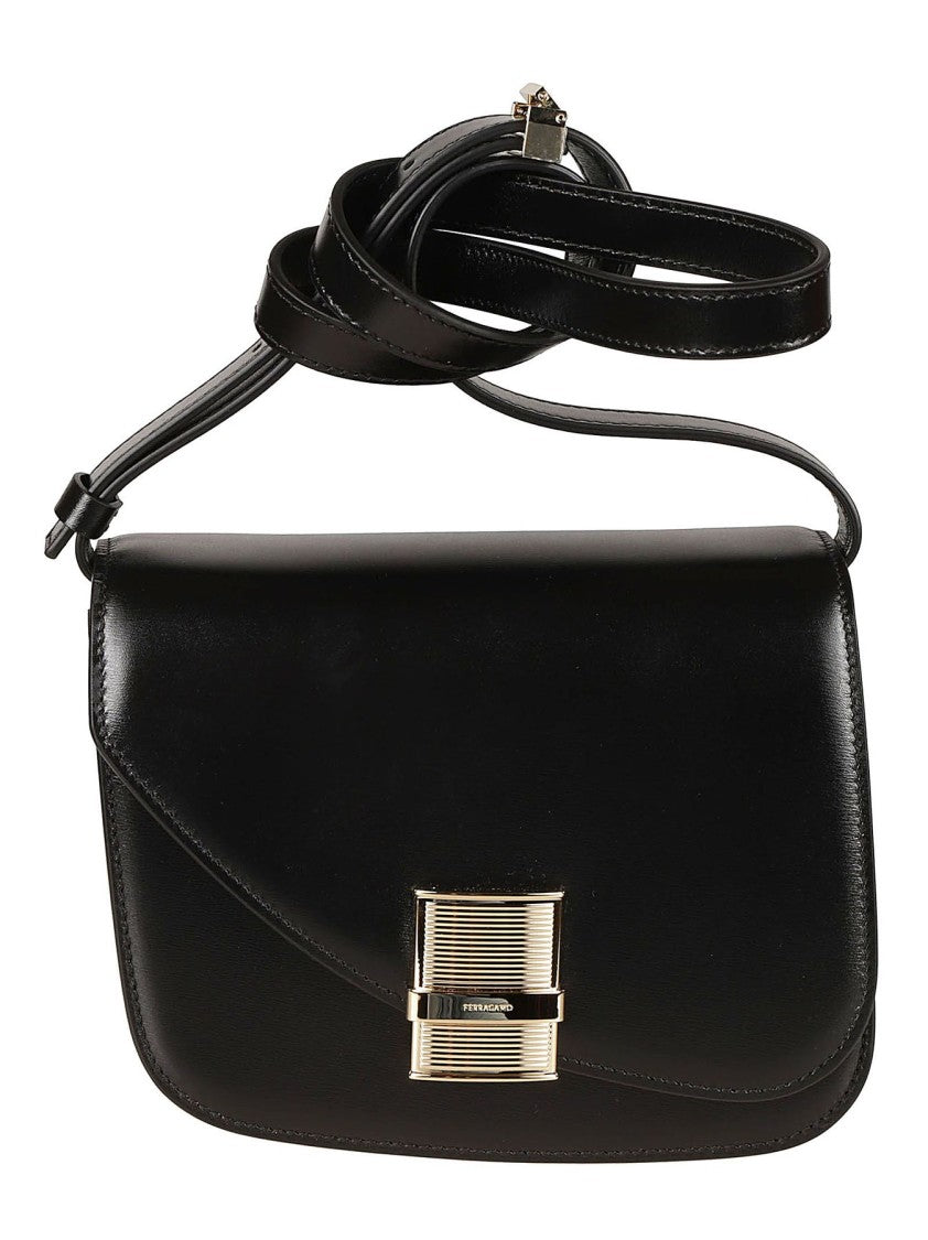 Ferragamo Structured Fiamma S Shoulder Bag