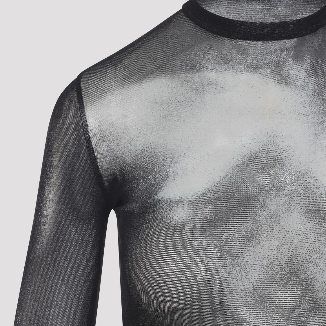 Jean Paul Gaultier Sheer Black Mesh Top With Graphic Print