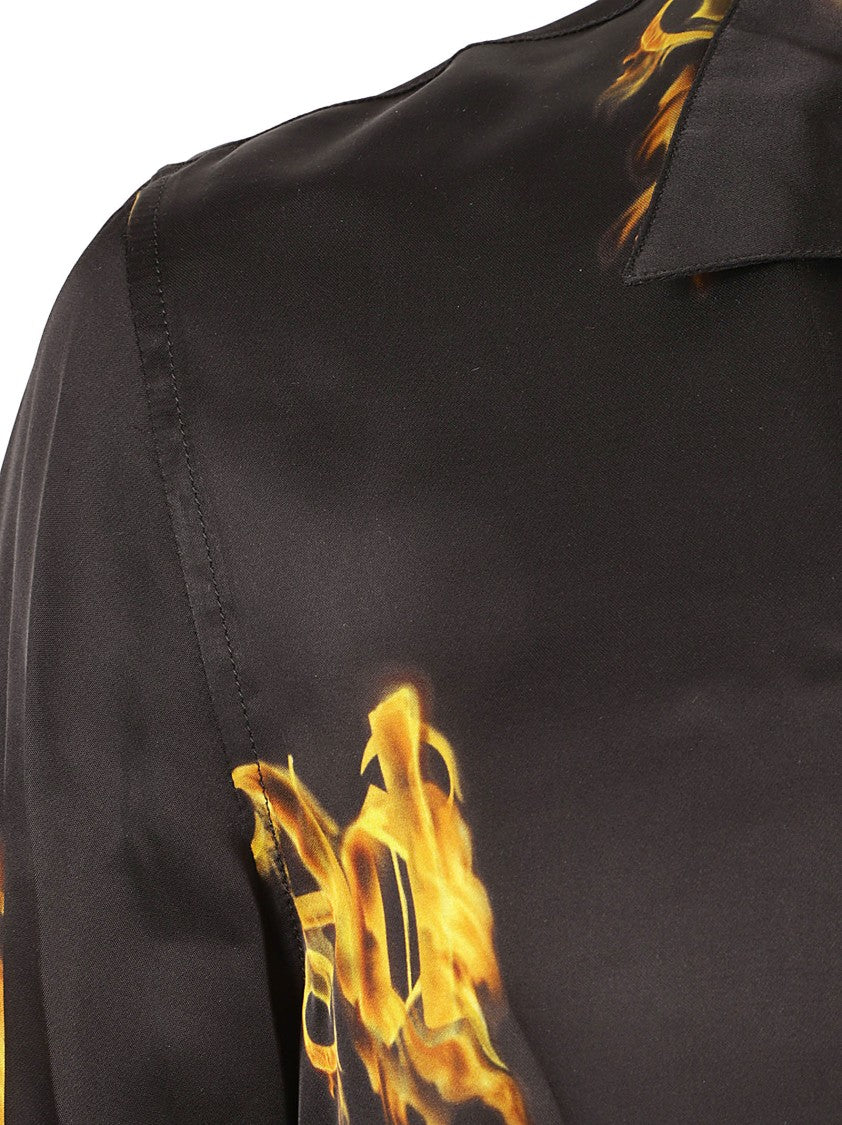 Palm Angels Short-Sleeved Shirt With Flame Motifs