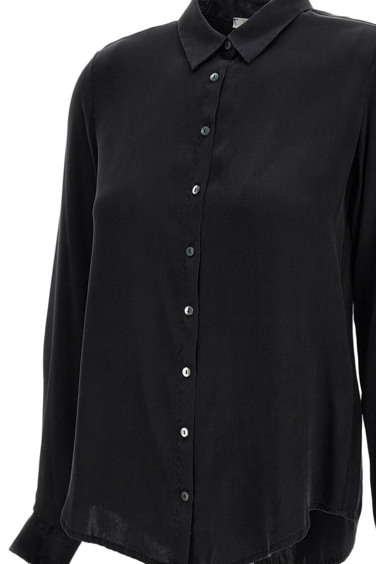 Q-Wins Long-Sleeve Black Shirt With Classic Collar And Subtle Sheen