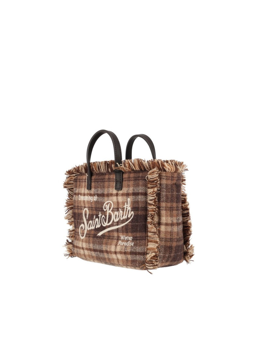 Mc2 Saint Barth Brown Vanity Mini Wool N-Tartan 1812 Tartan Mini Bag