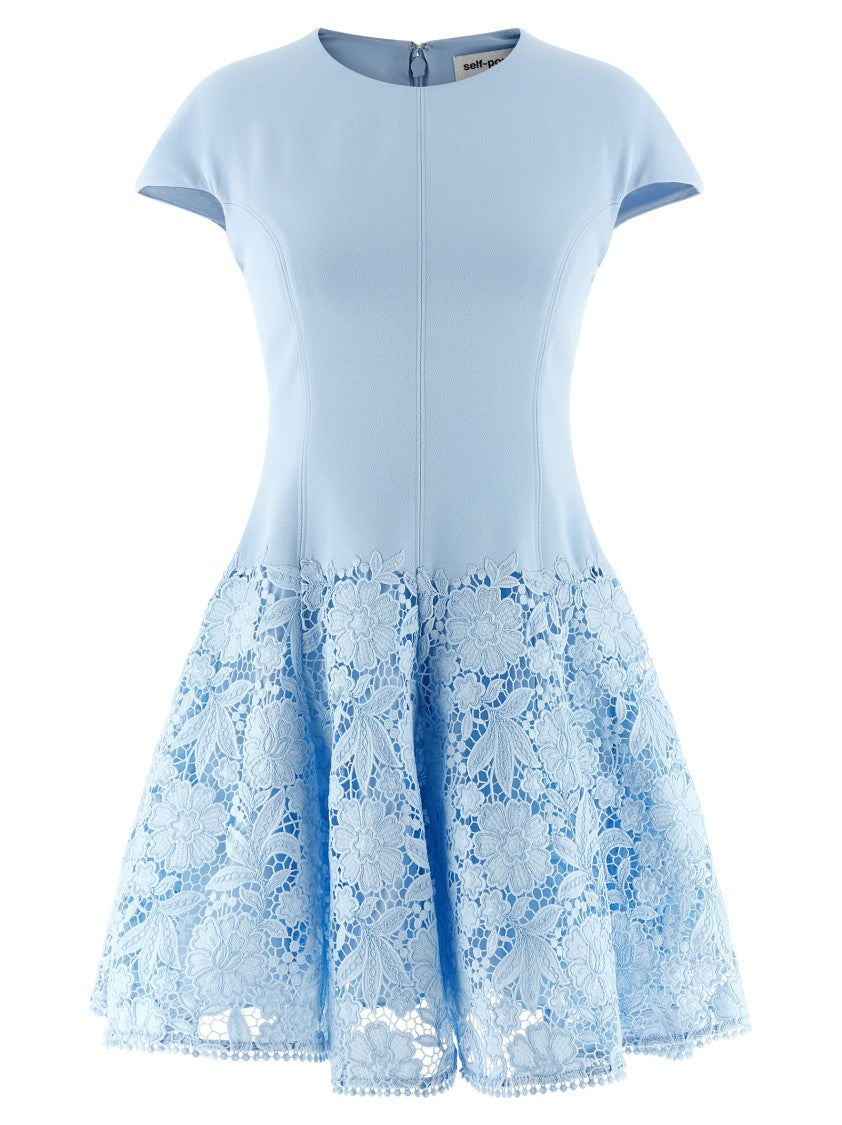 Self-Portrait 'Blue Crepe Lace' Dress
