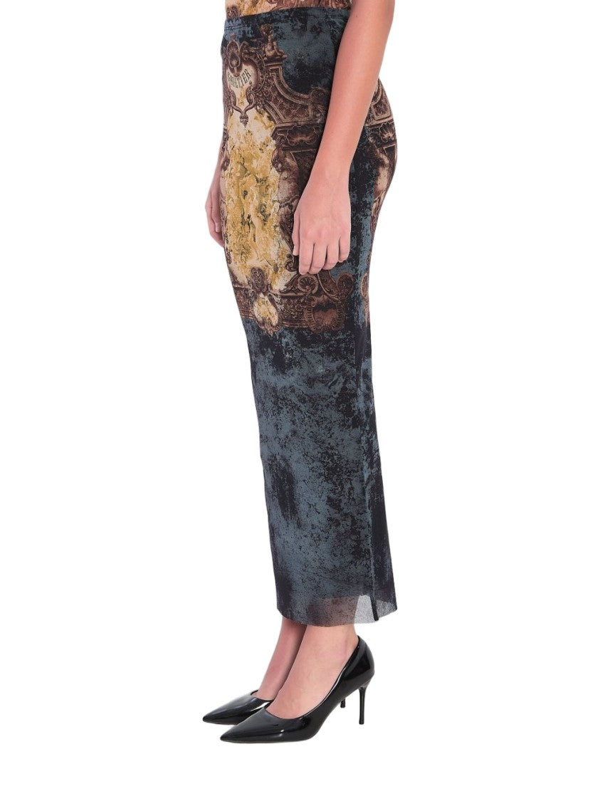 Jean Paul Gaultier Long Skirt With Black Médaillon Print