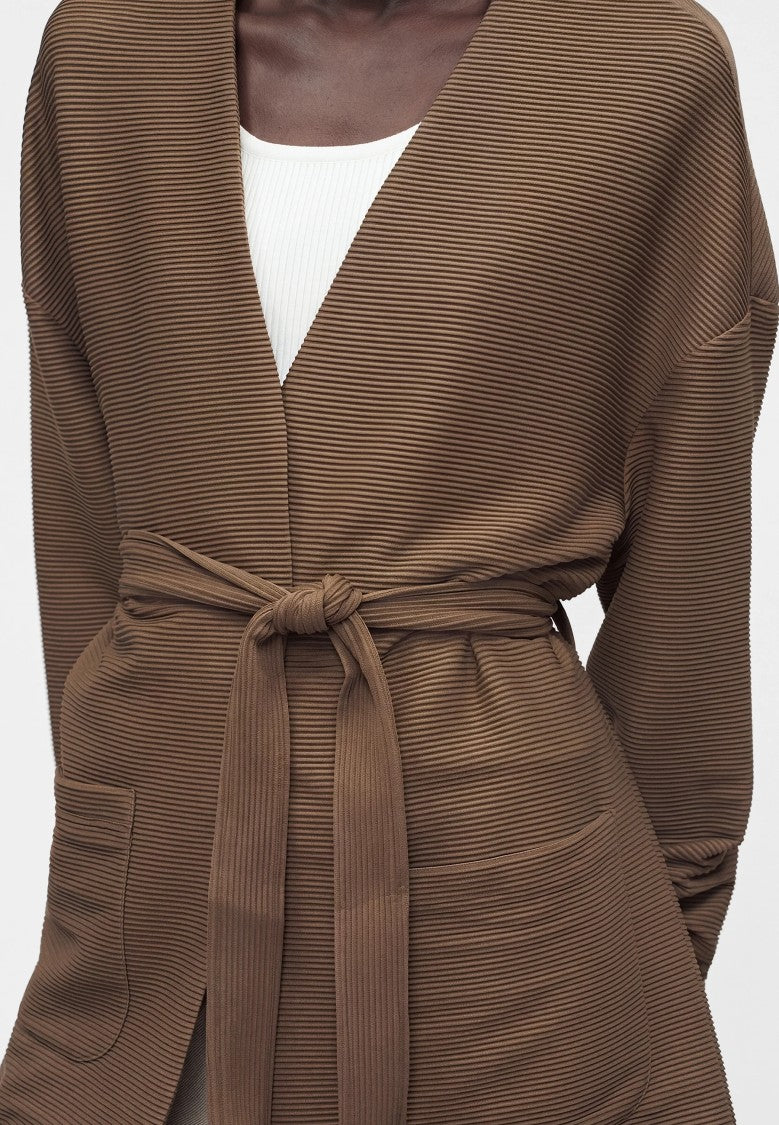 Max Mara Ribbed Knit Jacket With Tailored Silhouette And Belt