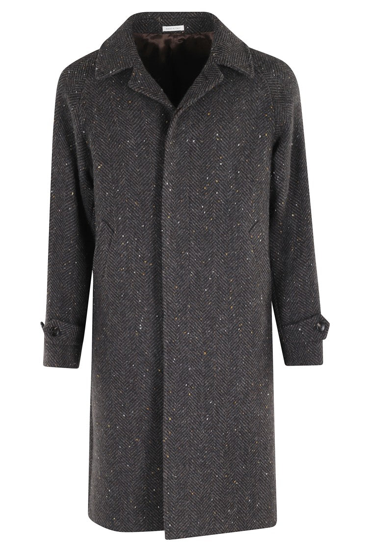 Breras Milano Structured Dark Brown Wool Blend Coat