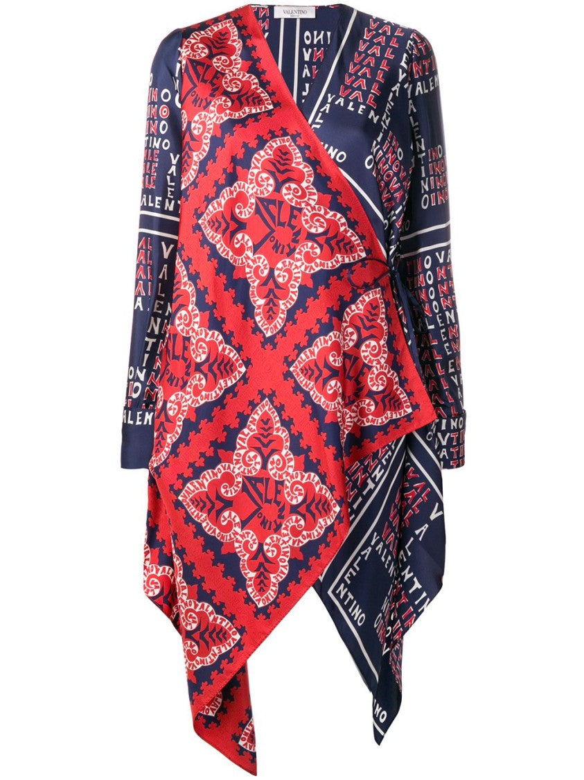 Valentino Garavani Asymmetrical Patchwork Midi Dress With Geometric Motifs